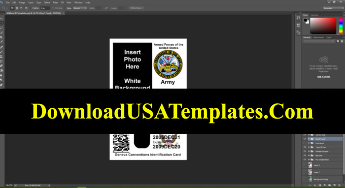 US Military ID Template PSD