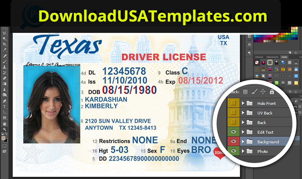 Texas Driver License PSD