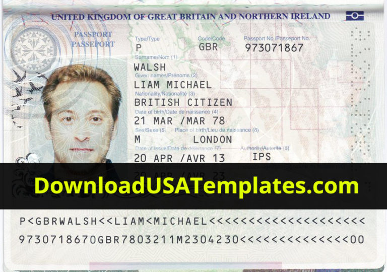UK Passport Template PSD New 2019